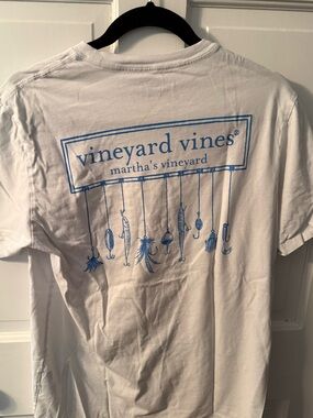 Vineyard Vines White Short-Sleeve Tee with Blue Fishing Lure Graphic